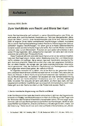 Zum Verhältnis von Recht und Moral bei Kant.