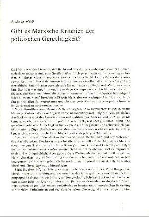 Gibt es Marxsche Kriterien der politischen Gerechtigkeit?