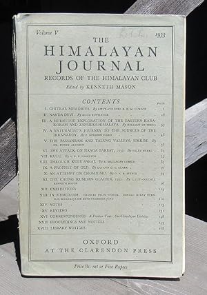 Immagine del venditore per The Himalayan Journal Volume V 1933 Records of the Himalayan Club venduto da JP MOUNTAIN BOOKS