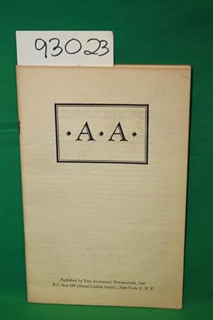 Image du vendeur pour A. A. Alcoholic Anonymous mis en vente par Princeton Antiques Bookshop