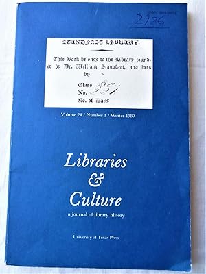 LIBRARIES AT TIMES OF CULTURAL CHANGE Proceedings of an International Seminar 22-24 August 1987 U...