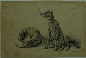 Imagen del vendedor de Guerilla. (2 Hunde). Radierung von J.A.Klein a la venta por Antiquariat  Braun