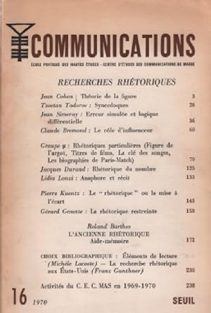 Revue communications n° 16 / recherches theoriques