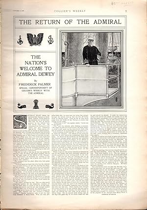 Bild des Verkufers fr Print: "The Return of the Admiral: The Nation's Welcome to Admiral Dewey".story & photos from Collier's Weekly October 14, 1899 zum Verkauf von Dorley House Books, Inc.