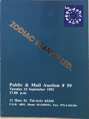 Zodiac Stamps Ltd.: Public & Mail Auction No. 59, Tuesday 22 September 1992;