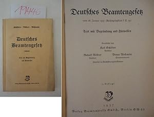 Seller image for Deutsches Beamtengesetz vom 26.Januar 1937. Text mit Begrndung und Hinweisen for sale by Galerie fr gegenstndliche Kunst