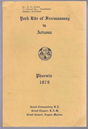 Immagine del venditore per York Rite of Freemasonry in Arizona, Phoenix 1979 venduto da Bailgate Books Ltd