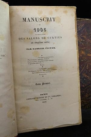 Bild des Verkufers fr Manuscrit de 1905 ou explications des salons de Curtius, au vingtime sicle zum Verkauf von Librairie Le Feu Follet