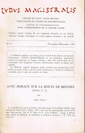 Image du vendeur pour Avec Horace sur la route de Brindes- LUDUS MAGISTRALIS-N2/1965 mis en vente par Librairie l'Aspidistra