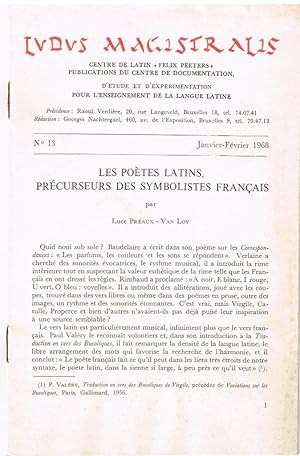 Bild des Verkufers fr Les potes latins prcurseurs des symbolistes franais- LUDUS MAGISTRALIS-N13/1968 zum Verkauf von Librairie l'Aspidistra