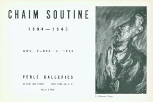 Image du vendeur pour Chaim Soutine, 1894 - 1943: November 2 - December 5, 1953. mis en vente par Wittenborn Art Books