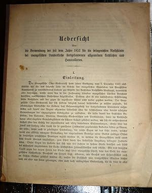 Uebersicht über die Verwendung der seit dem Jahre 1852 für die dringensten Nothstände der evangel...