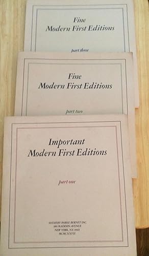 Important Modern First Editions, Part One. Fine Modern First Editions Part Two and Part Three. Wi...