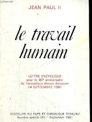 Immagine del venditore per LE TRAVAIL HUMAIN 14 SEPTEMBRE 1981 venduto da Le-Livre