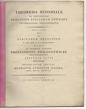 Theorema Binomiale Ex Simplicissimis Analyseos Finitorum Fontibus Universaliter Demonstratum. Ant...