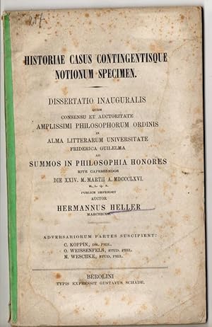 Seller image for Historiae casus contingentisque notionum specimen. Dissertation. for sale by Wissenschaftliches Antiquariat Kln Dr. Sebastian Peters UG