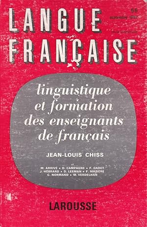 Immagine del venditore per Linguistique et formation des enseignants de franais - Langue franaise n 55 - Septembre 1982 venduto da Pare Yannick