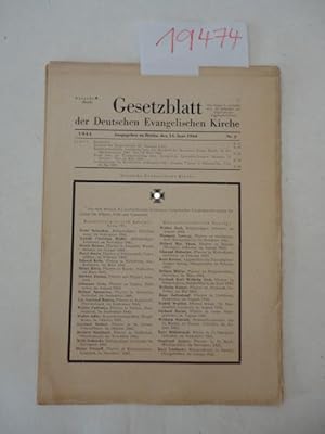 Imagen del vendedor de Gesetzblatt der Deutschen Evangelischen Kirche, Jahrgang 1944 Ausgabe A (Reich) * Nr. 3 - 6 (Juni - November 1944) a la venta por Galerie fr gegenstndliche Kunst