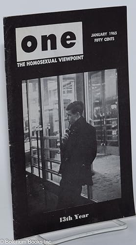 Imagen del vendedor de ONE Magazine; the homosexual viewpoint; vol. 13, #1, January 1965 a la venta por Bolerium Books Inc.