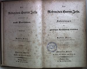 Imagen del vendedor de Die Reden des Herrn Jesu. Andeutungen fr glubiges Verstndnis derselben: ZWEITER THEIL: Die Reden nach Matthus Kap. 12 bis 25. a la venta por books4less (Versandantiquariat Petra Gros GmbH & Co. KG)