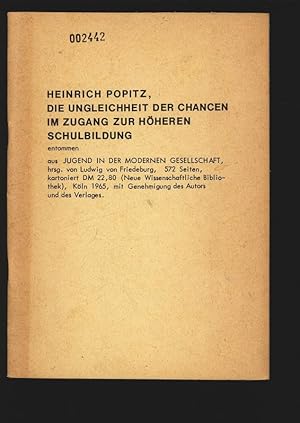 Imagen del vendedor de DIE UNGLEICHHEIT DER CHANCEN IM ZUGANG ZUR HHEREN SCHULBILDUNG. a la venta por Antiquariat Bookfarm