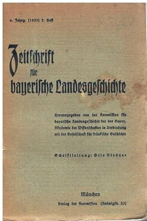 Zeitschrift für bayerische Landesgeschichte. Hrsg. von der Kommission für bayerische Landesgeschi...