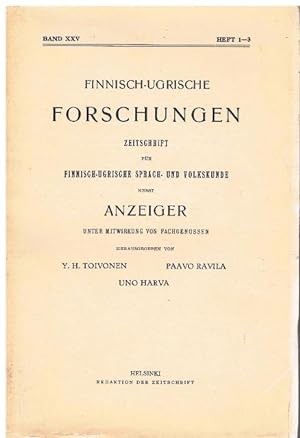 Finnisch-Ugrische Forschungen. Zeitschrift für Finnisch-Ugrische Sprach- und Volkskunde nebst Anz...