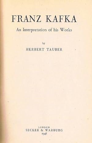 Bild des Verkufers fr Franz Kafka. An Interpretation of His Works (Studies in German Literature, No. 13) zum Verkauf von terrahe.oswald