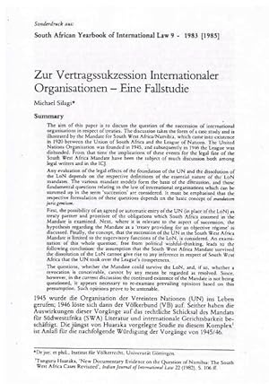 Image du vendeur pour Zur Vertragssukzession Internationaler Organisationen - Eine Fallstudie. mis en vente par terrahe.oswald