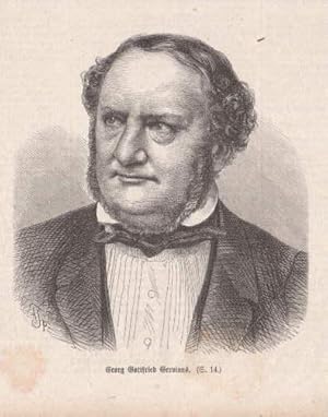 Bild des Verkufers fr (1805-1871) Deutscher Politiker und Historiker. 1835 Professor in Heidelberg, 1836 in Gttingen, 1837 als einer der Glinger Sieben entlassen, 1848 Abgeordneter in der Frankfurter Nationalversammlung, Untersttzer der  Deutschen Zeitung". Holzstich. zum Verkauf von Antiquariat Heinz Tessin