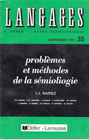 Immagine del venditore per Problmes et mthodes de la smiologie - Langages n 35 - Septembre 1974 venduto da Pare Yannick