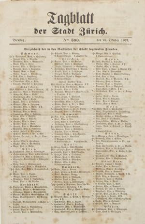 Tagblatt der Stadt Zürich. Nr. 300, Dienstag den 26. Oktober 1852