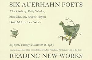 Bild des Verkufers fr Six Auerhahn Poets: Allen Ginsberg, Philip Whalen, Mike McClure, Andrew Hoyem, David Meltzer, Lew Welch. November 26, 1963. zum Verkauf von Wittenborn Art Books