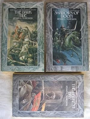 Imagen del vendedor de Mithgar: The Iron Tower trilogy: book (1) one "The Dark Tide", book (2) two "Shadows of Doom", book (3) three "The Darkest Day" - the complete 3 vol. trilogy "Mithgar: The Iron Tower" -(no slipcase)- a la venta por Nessa Books