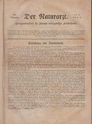 Der Naturarzt. Correspondenzblatt für Freunde naturgemäßer Heilmethoden. Dritter Jahrgang 1864.