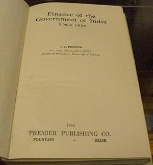 FINANCE OF THE GOVERNMENT OF INDIA SINCE 1935.