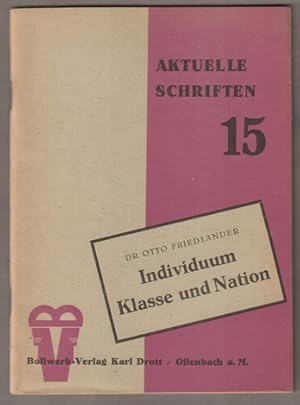 Seller image for Individuum, Klasse und Nation. for sale by Antiquariat Neue Kritik