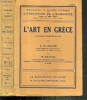 Bild des Verkufers fr L'ART EN GRECE - L'EVOLUTION DE L'HUMANITE - SYNTHESE COLLECTIVE XII / BIBLIOTHEQUE DE SYNTHESE HISTORIQUE zum Verkauf von Le-Livre