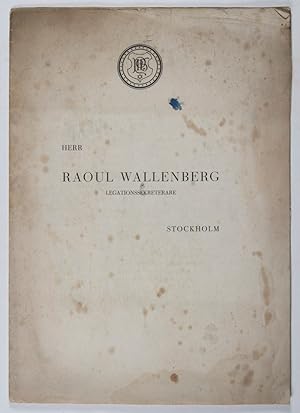 Bild des Verkufers fr Letter to Raoul Wallenberg and the Official Extract of the Wallenberg Commemoration Gathering of the Jewish Community of Pest on June 21, 1945 zum Verkauf von ERIC CHAIM KLINE, BOOKSELLER (ABAA ILAB)