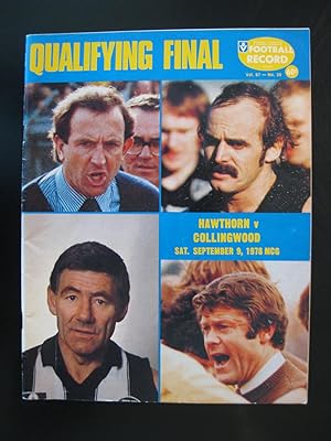 Football Record - Qualifying Final: Hawthorn Verses Collingwood - Saturday, September 9, 1978 - M...