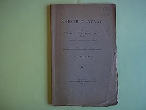 Seller image for Rhestr o Lyfrau Gan Y Parch William Williams Pantycelyn A. Argraffwyd Rhwng 1744 a 1800. for sale by Carmarthenshire Rare Books