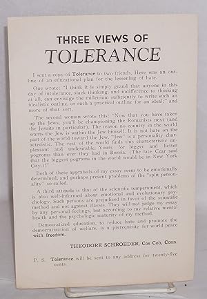 Bild des Verkufers fr Three views of Tolerance zum Verkauf von Bolerium Books Inc.