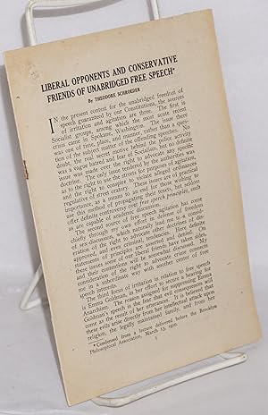 Imagen del vendedor de Liberal opponents and conservative friends of unabridged free speech a la venta por Bolerium Books Inc.