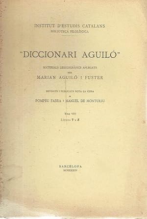 Diccionari Aguiló, tomo VIII. Lletres T a Z.