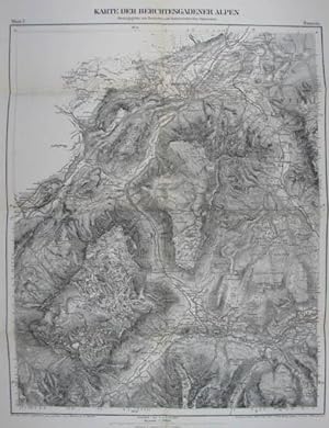 Karte der Berchtesgadener Alpen. Blatt I. Ramsau. Mehrf. gef. Kupferstich-Karte aus Zeitschrift d...