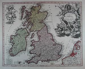 Bild des Verkufers fr Anglia, Scotia & Hibernia cum Insulis vicinis. Altkolorierte Kupferstich-Karte aus J. D. Khler "Atlas manualis scholasticus". Nrnberg, Christoph Weigel um 1726, 27 x 34 cm zum Verkauf von Antiquariat Johannes Mller