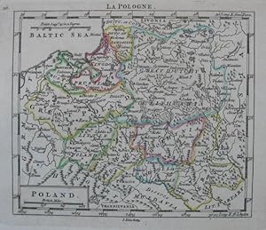 La Pologne. Krenzkolorierte Kupferstich-Karte v. J. Ellis aus Andrew Dury "A New General and Univ...