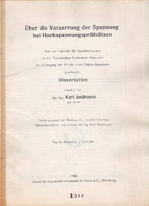 Seller image for ber die Verzerrung der Spannung bei Hochspannungsprfstzen. Dissertation. Mit 18 Diagrammen im Text. for sale by Antiquariat Heinz Tessin