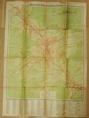 Beckmann Plan von Baden-Baden. Farbiger mehrfach gefalteter Stadtplan mit Straßenverzeichnis am u...