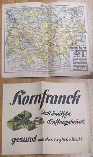Karte von Thüringen. Farbige Werbekarte im Maßstab 1 : 60 000 der Heinrich Franck Söhne Gmbh für ...